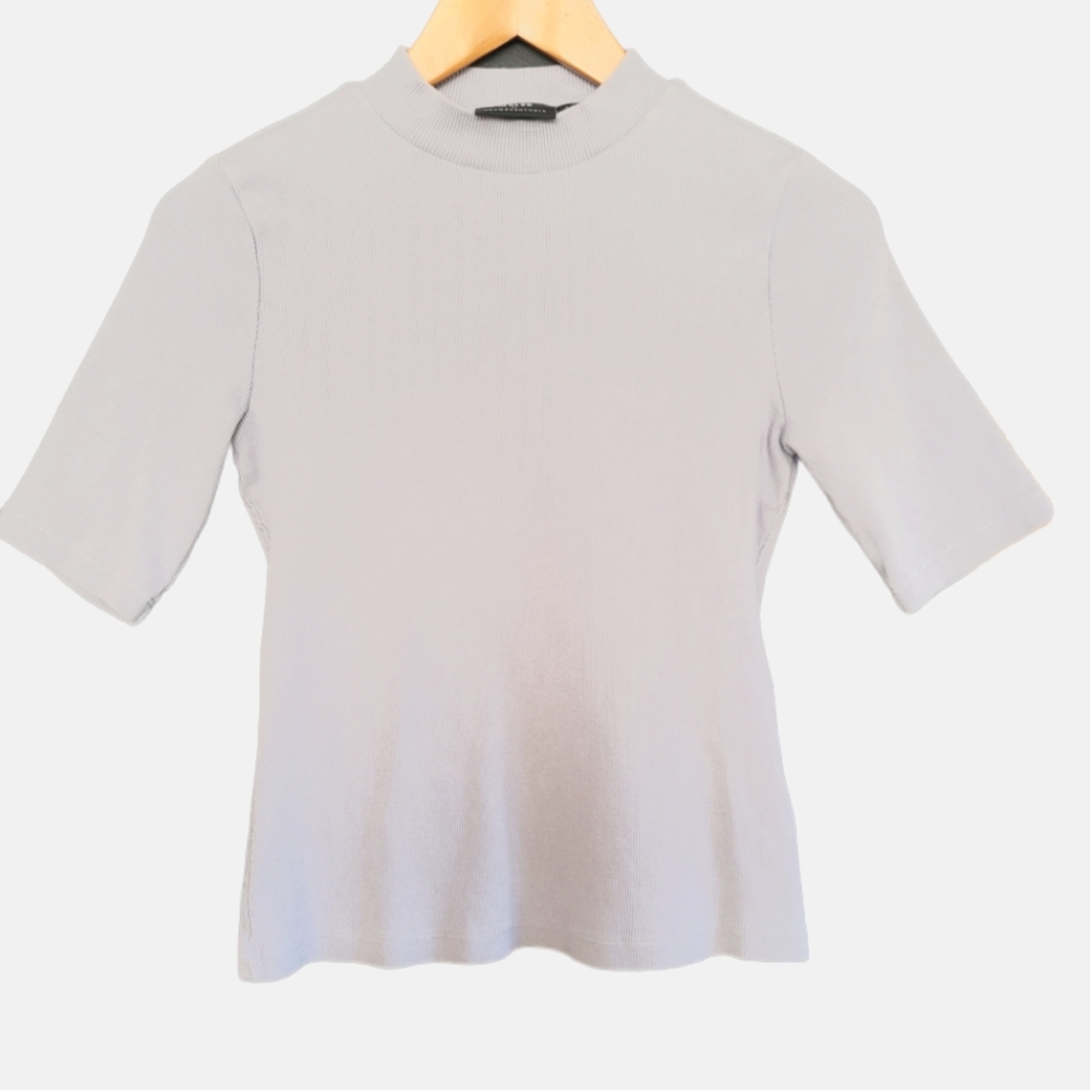 Anthropologie Maeve Ribbed Mock Neck Quarter Sleeve Top • Extra Small XS